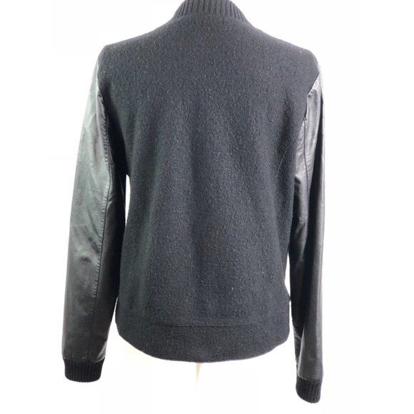 Nordstroms Halogen women’s merino wool faux leather sleeve jacket sz m black - Picture 5 of 8